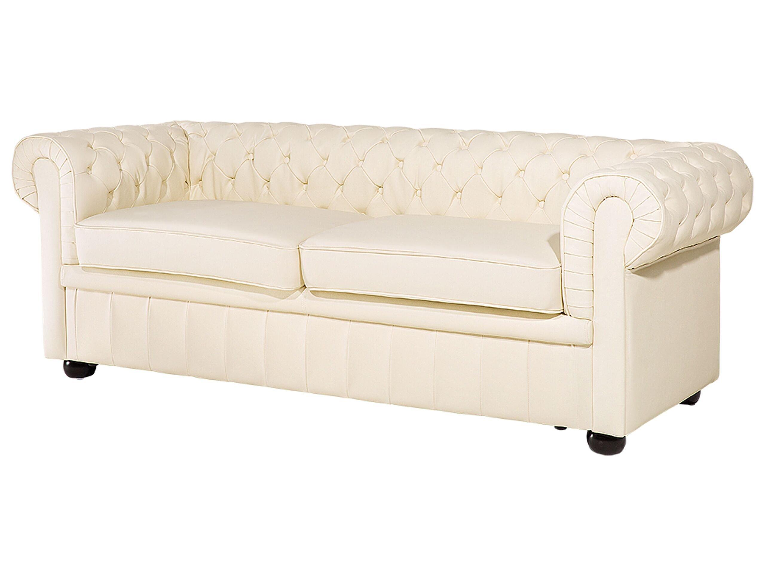 Beliani 3 Sitzer Sofa aus Echtleder Glamourös CHESTERFIELD  