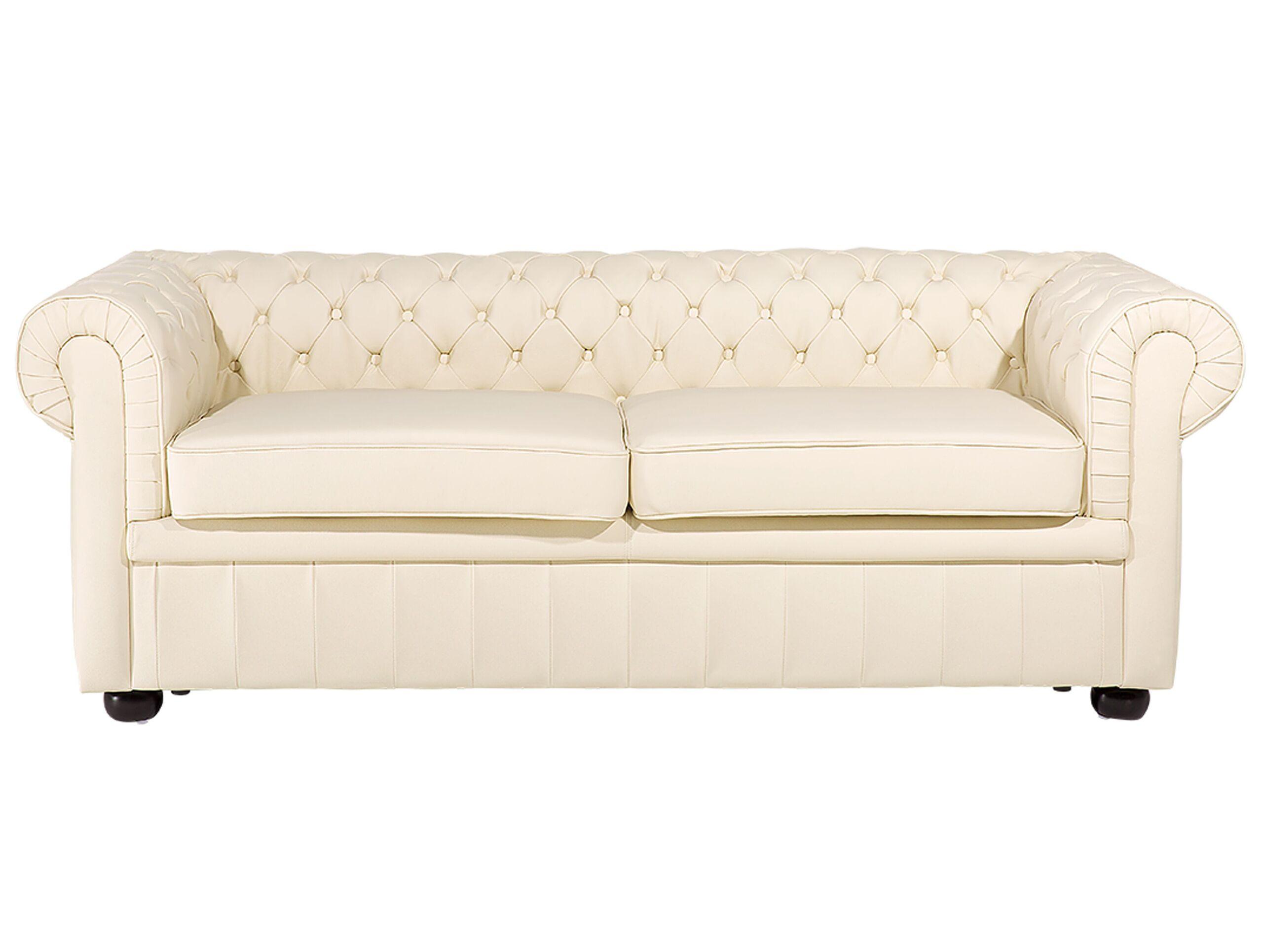 Beliani 3 Sitzer Sofa aus Echtleder Glamourös CHESTERFIELD  