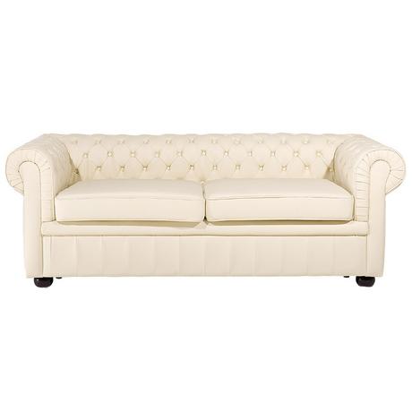 Beliani 3 Sitzer Sofa aus Echtleder Glamourös CHESTERFIELD  