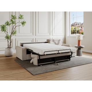 Vente-unique Ecksofa mit Matratze - Ecke wechselbar - Cord - Beige - Liegefläche 140 cm - Matratze 22 cm - Memory Schaum - VIZIR  