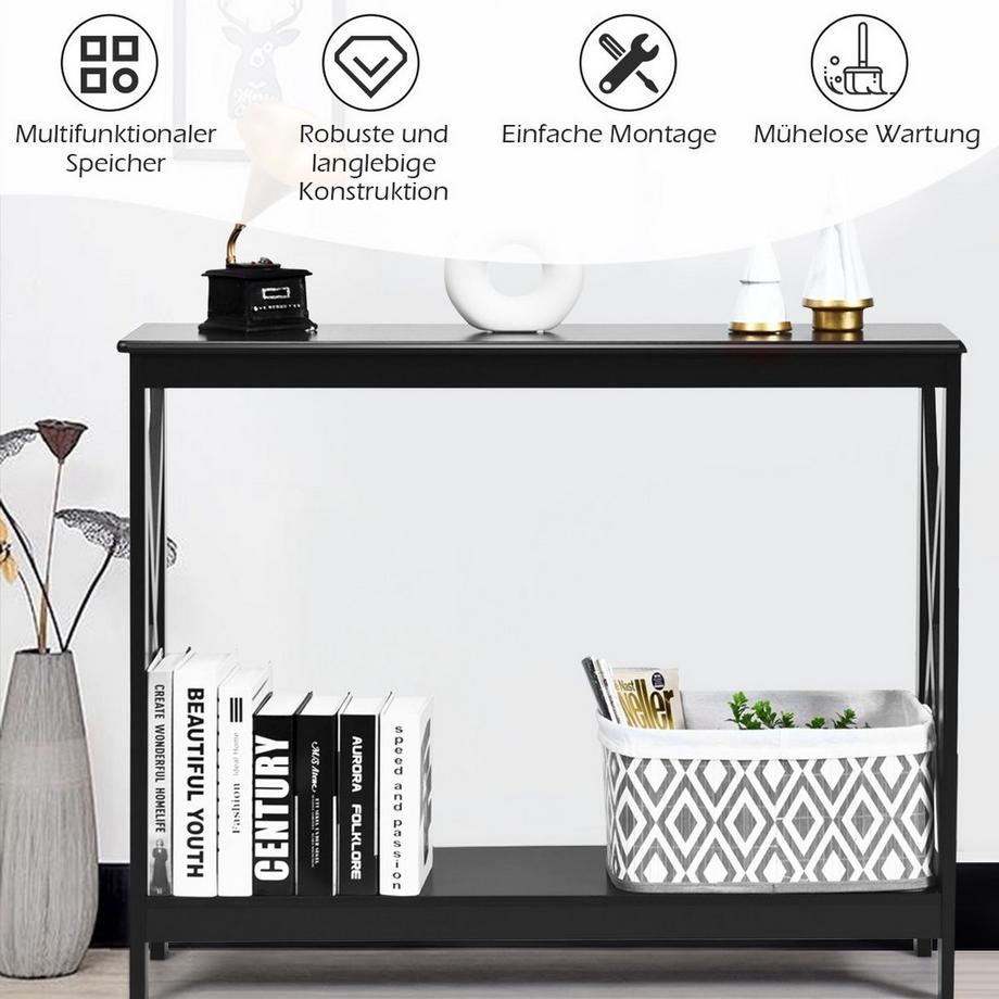 Northix Table console avec étagères  