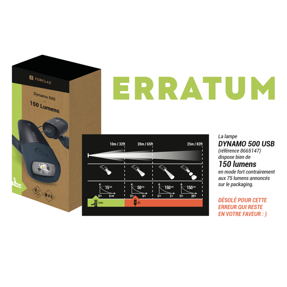 FORCLAZ  Taschenlampe - DYNAMO 500 