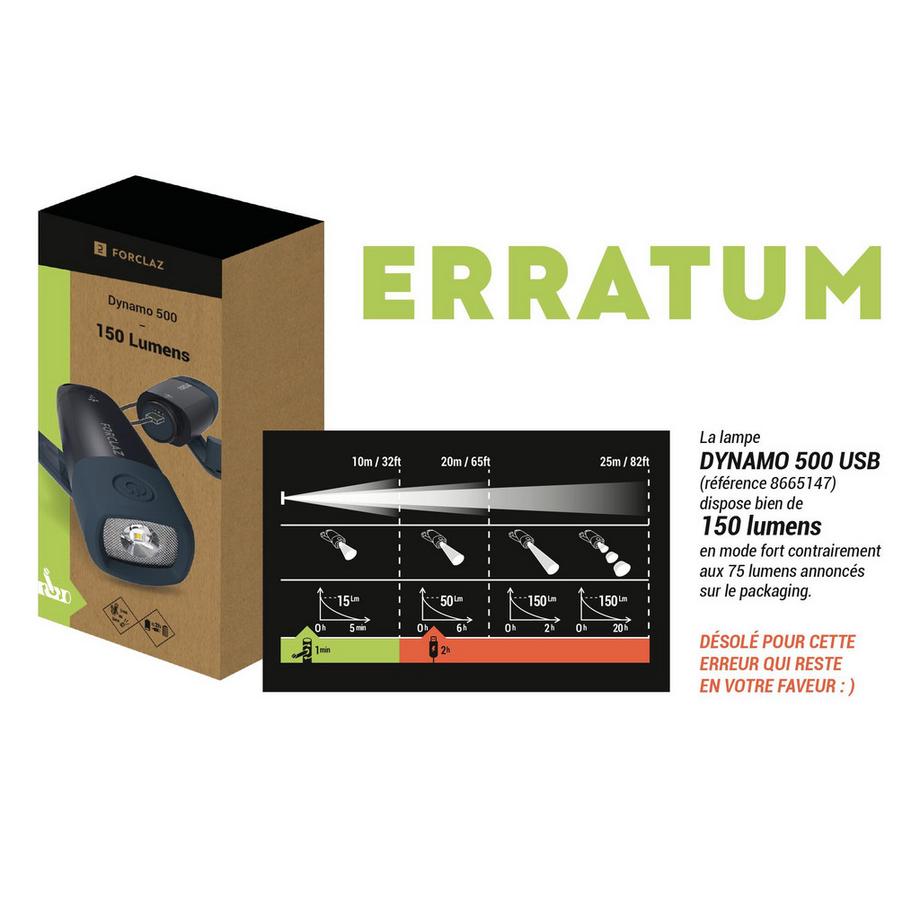 FORCLAZ  Taschenlampe - DYNAMO 500 