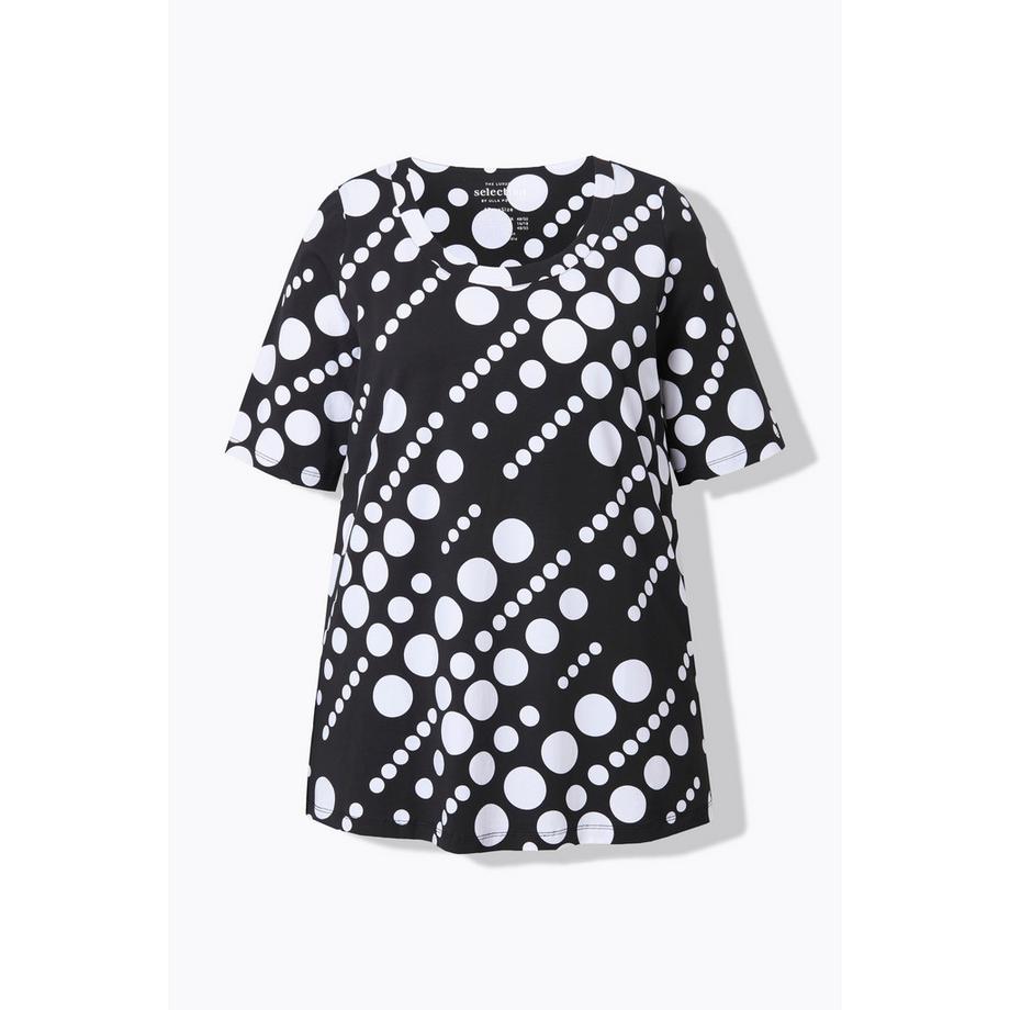 Ulla Popken Pima Cotton Punkte A-Linie T-Shirt Rundhals Halbarm  