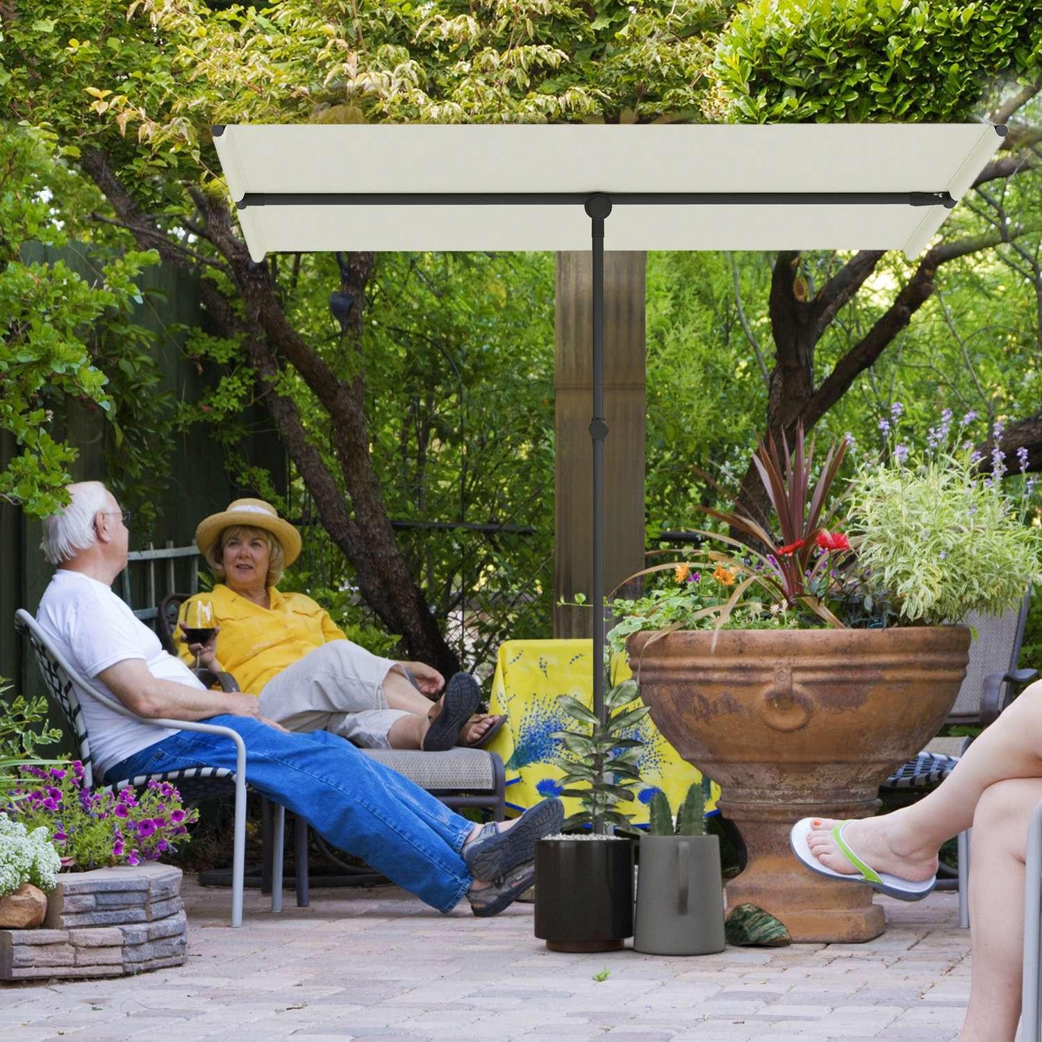 Northio Ombrellone Girevole a 180 gradi Ombrellone da giardino regolabile in altezza con palo in alluminio Ombrellone da mercato Ombrellone protezione solare Ombrellone a sbalzo Ombrellone da balcone Ombrellone per balcone 150 x 205 cm Beige Aosom  