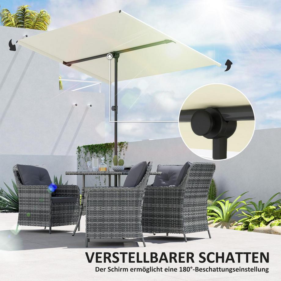 Northio Sonnenschirm 180 Grad drehbar Höhenverstellbar Gartenschirm mit Aluminium-Mast Marktschirm Sonnenschutz Schirm Ampelschirm Parasol Balkonschirm Sonnenschirm für Balkon 150x205cm Beige Aosom  