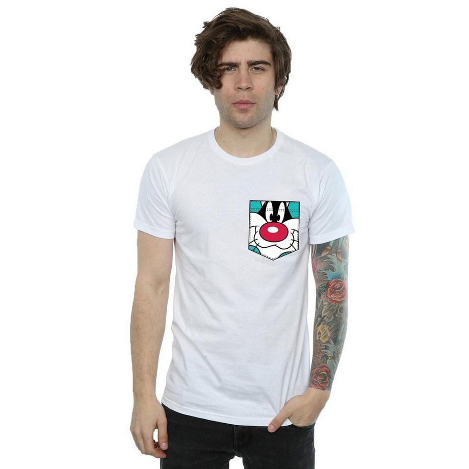LOONEY TUNES Sylvester the Cat T-Shirt à Poche  