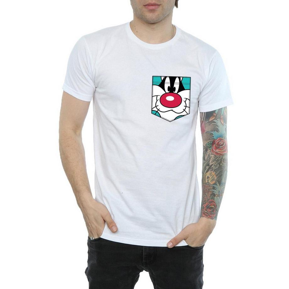 LOONEY TUNES Sylvester the Cat T-Shirt à Poche  