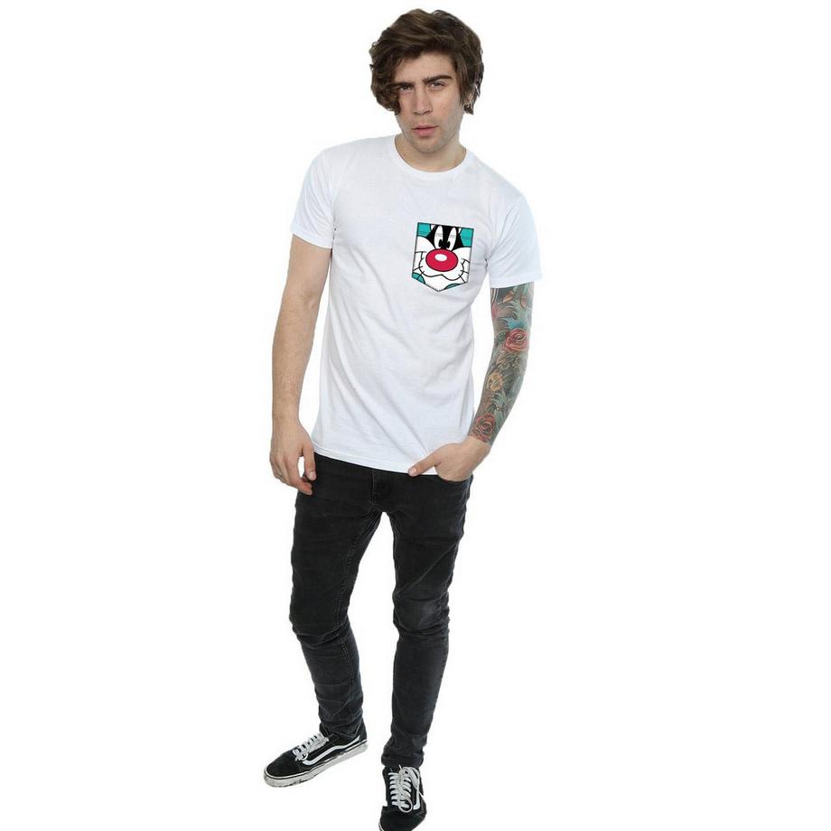 LOONEY TUNES Sylvester the Cat T-Shirt à Poche  