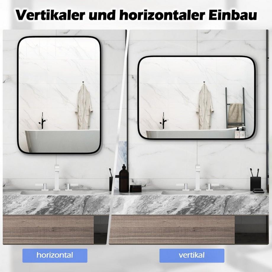 Northix Specchio da bagno 70 x 50 cm grande specchio cosmetico con pellicola infrangibile rettangolare  