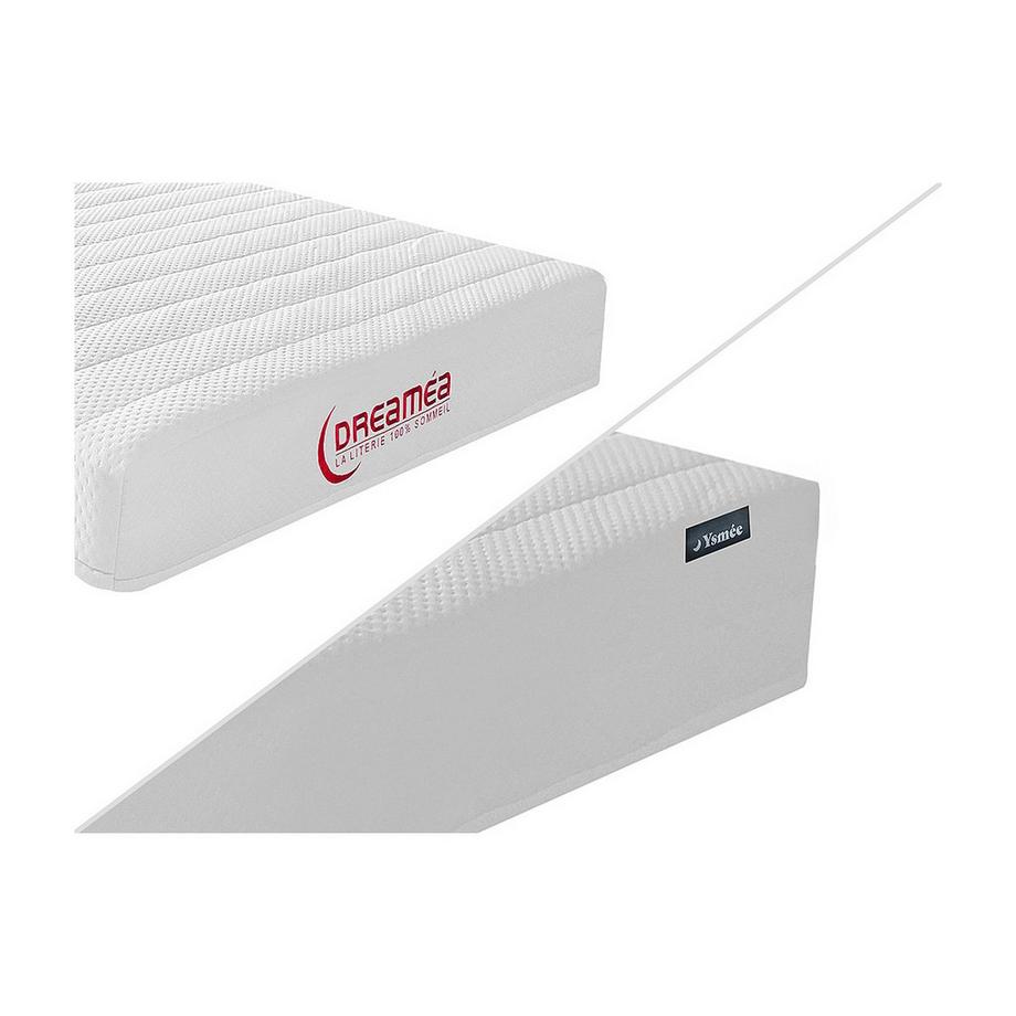 Vente-unique Lit électrique de relaxation tout plots + matelas accueil latex - 2 x 80 x 200 cm - Blanc - ETHER de DREAMEA  