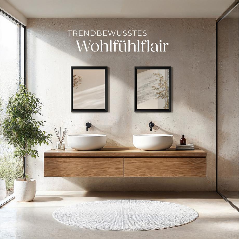 Tectake Rechteckiger Wandspiegel Elina 40,6 x 3,8 x 50,8 cm robuster Rahmen aus langlebigem Kunststoff  