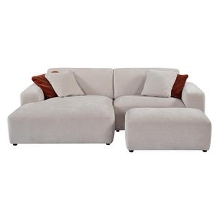 Maison Céphy Ecksofa & Hocker - Ecke links - Cord - Beige - TIRONO von Maison Céphy  