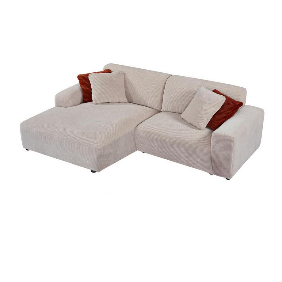 Maison Céphy Ecksofa & Hocker - Ecke links - Cord - Beige - TIRONO von Maison Céphy  