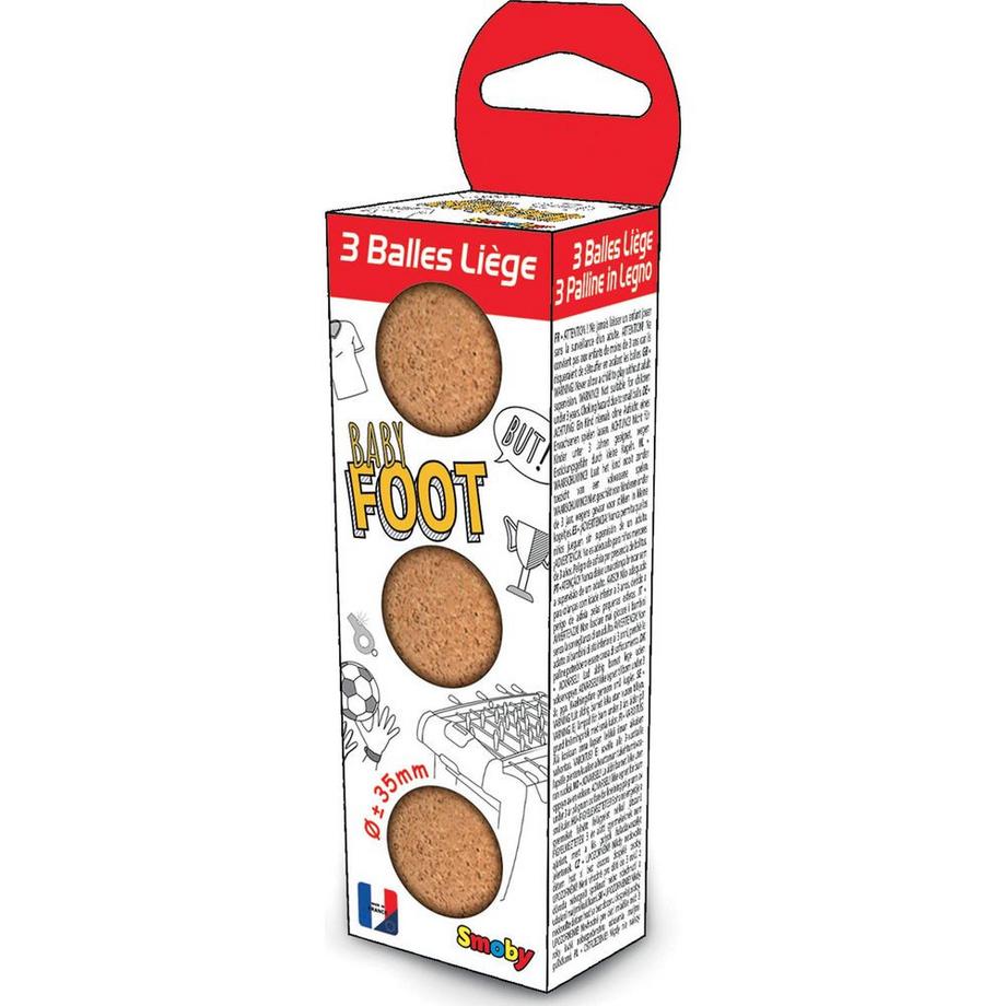Smoby  Balles de remplacement  pour table de baby-foot en liège 
