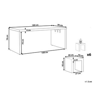 Beliani Garten-Essgruppe für 6 Personen aus Faserzement Industriell TARANTO  