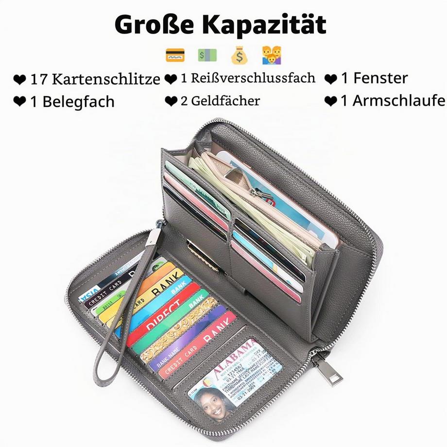 Only-bags.store Portefeuilles en Cuir de Grande Capacité avec Fermeture à glissière avec blocage RFID  