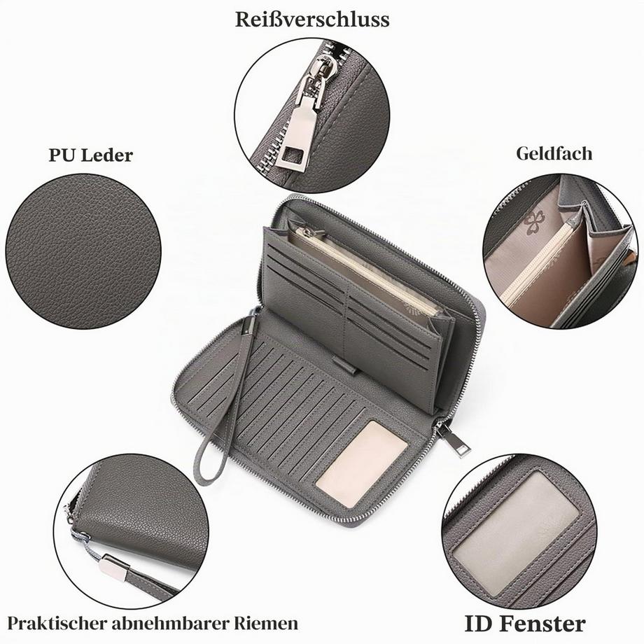 Only-bags.store Portefeuilles en Cuir de Grande Capacité avec Fermeture à glissière avec blocage RFID  