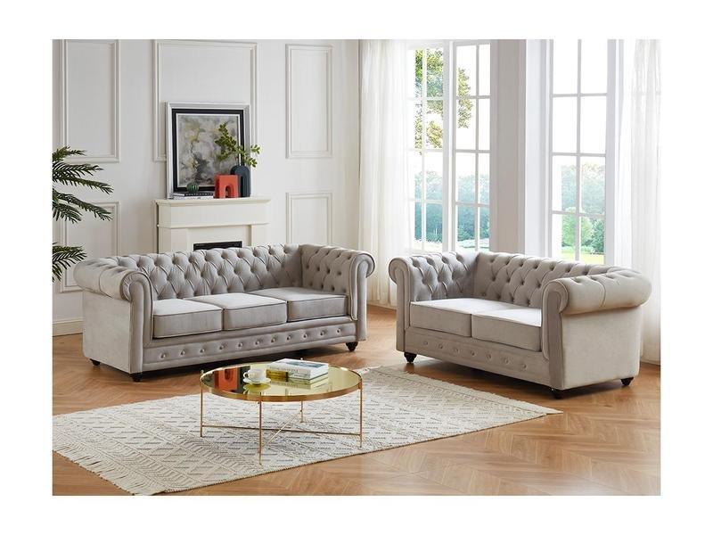 Vente-unique Couchgarnitur 3+2 Samt CHESTERFIELD  