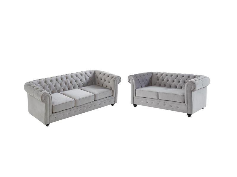 Vente-unique Couchgarnitur 3+2 Samt CHESTERFIELD  