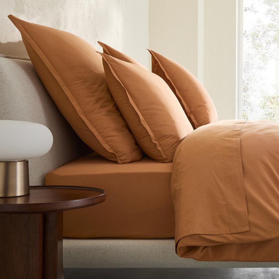 Taie d'oreiller en percale de coton lavé