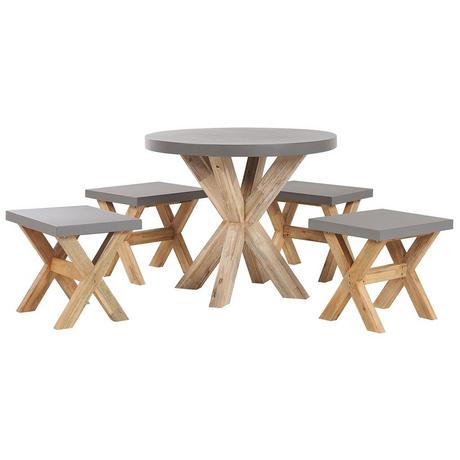 Beliani Gartentisch Set aus Faserzement Industriell OLBIA  