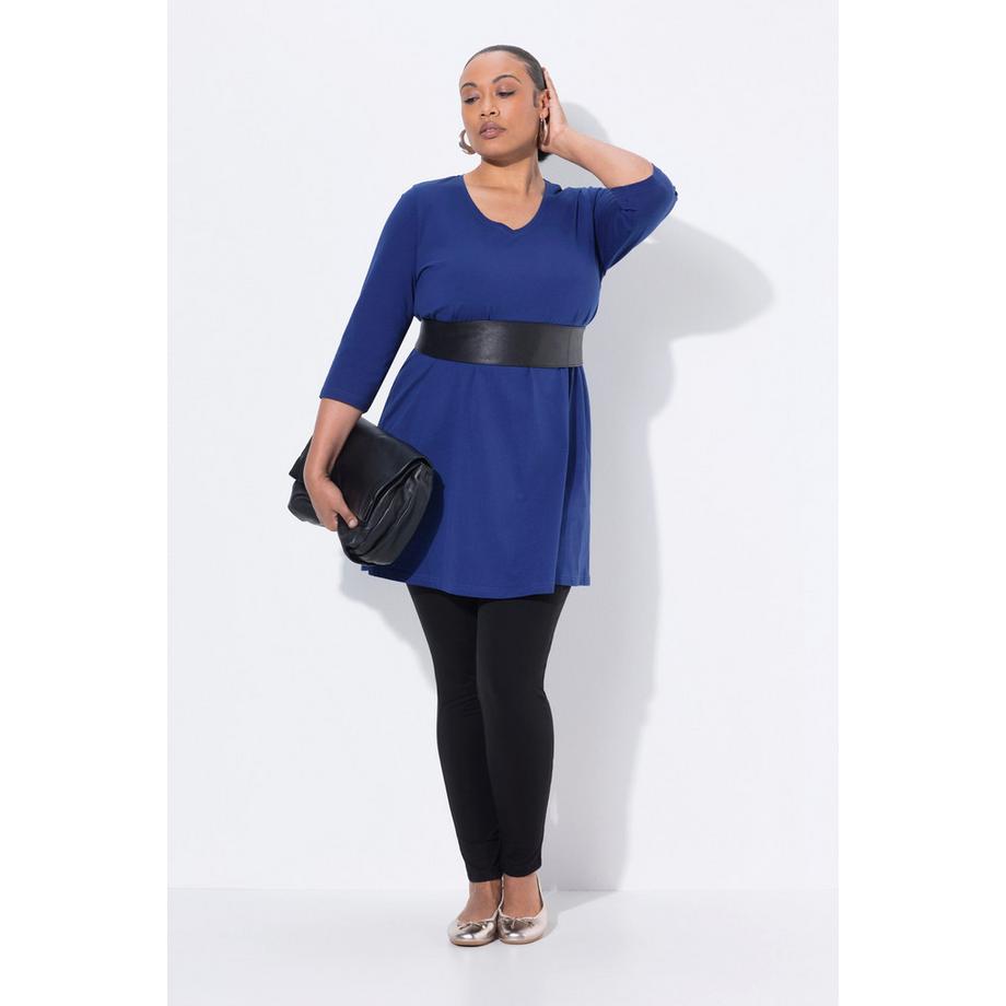 Ulla Popken Maglia lunga scollo a V maniche 3/4 taglio svasato  