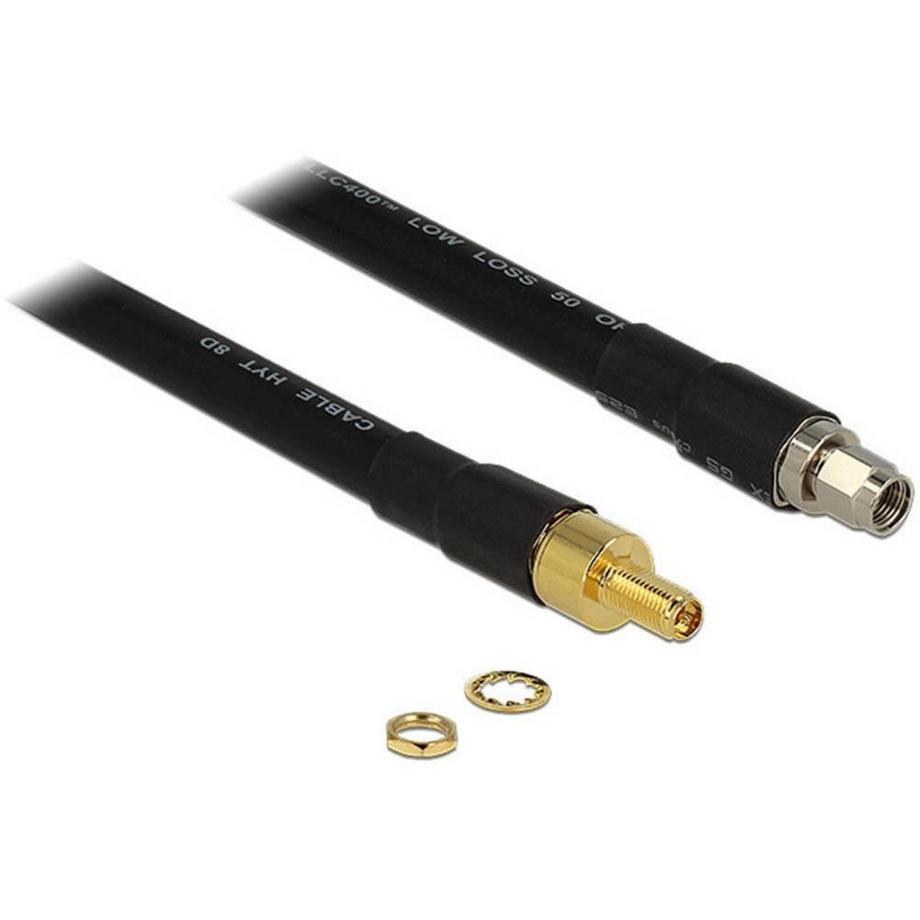 DeLock  Antennenkabel RP-SMA Stecker zu RP-SMA Buchse CFD400 LLC400 40 cm low los 