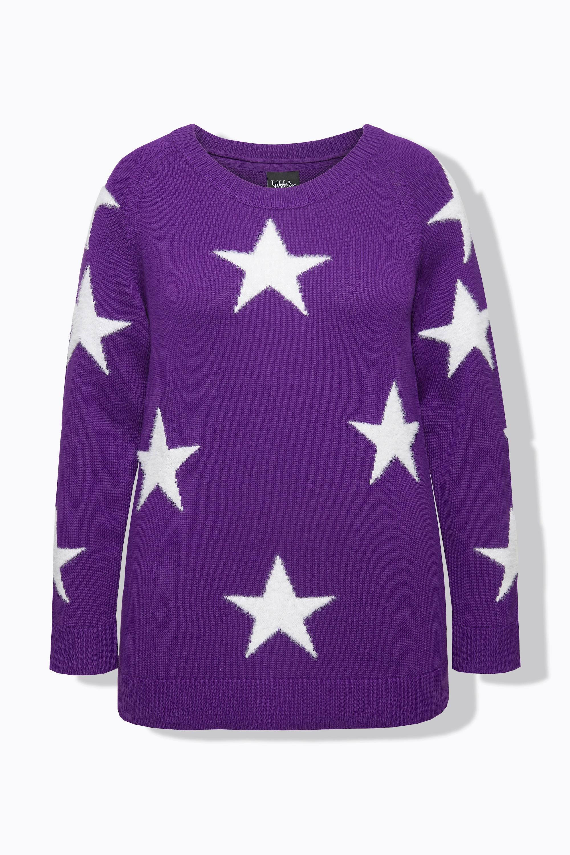 Ulla Popken Maglione Stelle Glitter Girocollo Maniche Lunghe Raglan  