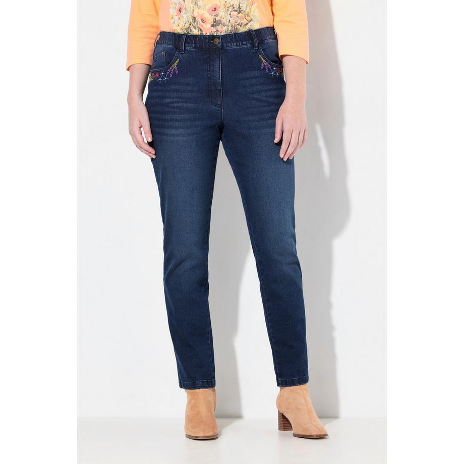 Ulla Popken Mia Ricamo Vita Comoda Straight Leg Jeans  