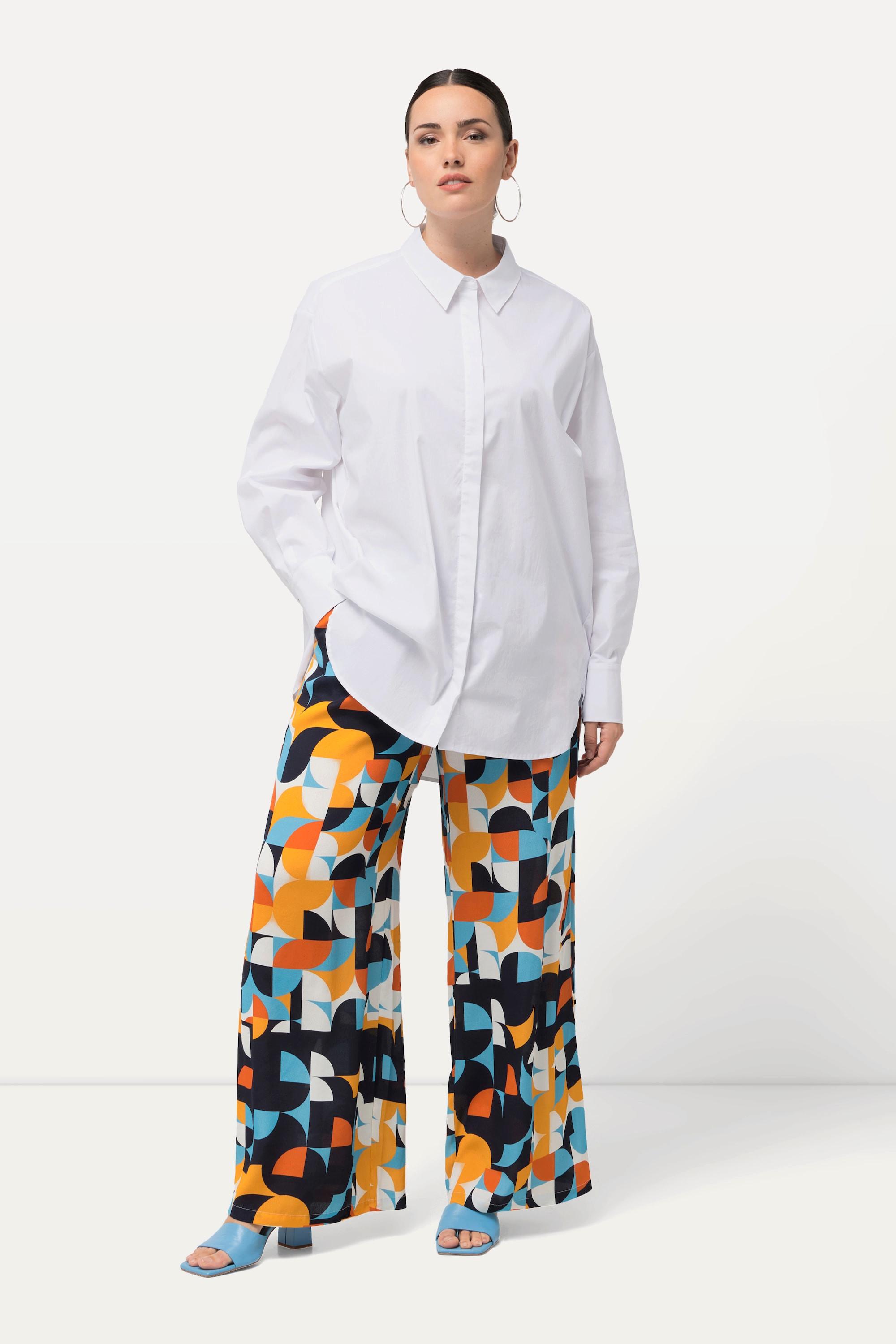 Ulla Popken Camicia Oversize Maniche Lunghe Bottoni Madreperla  