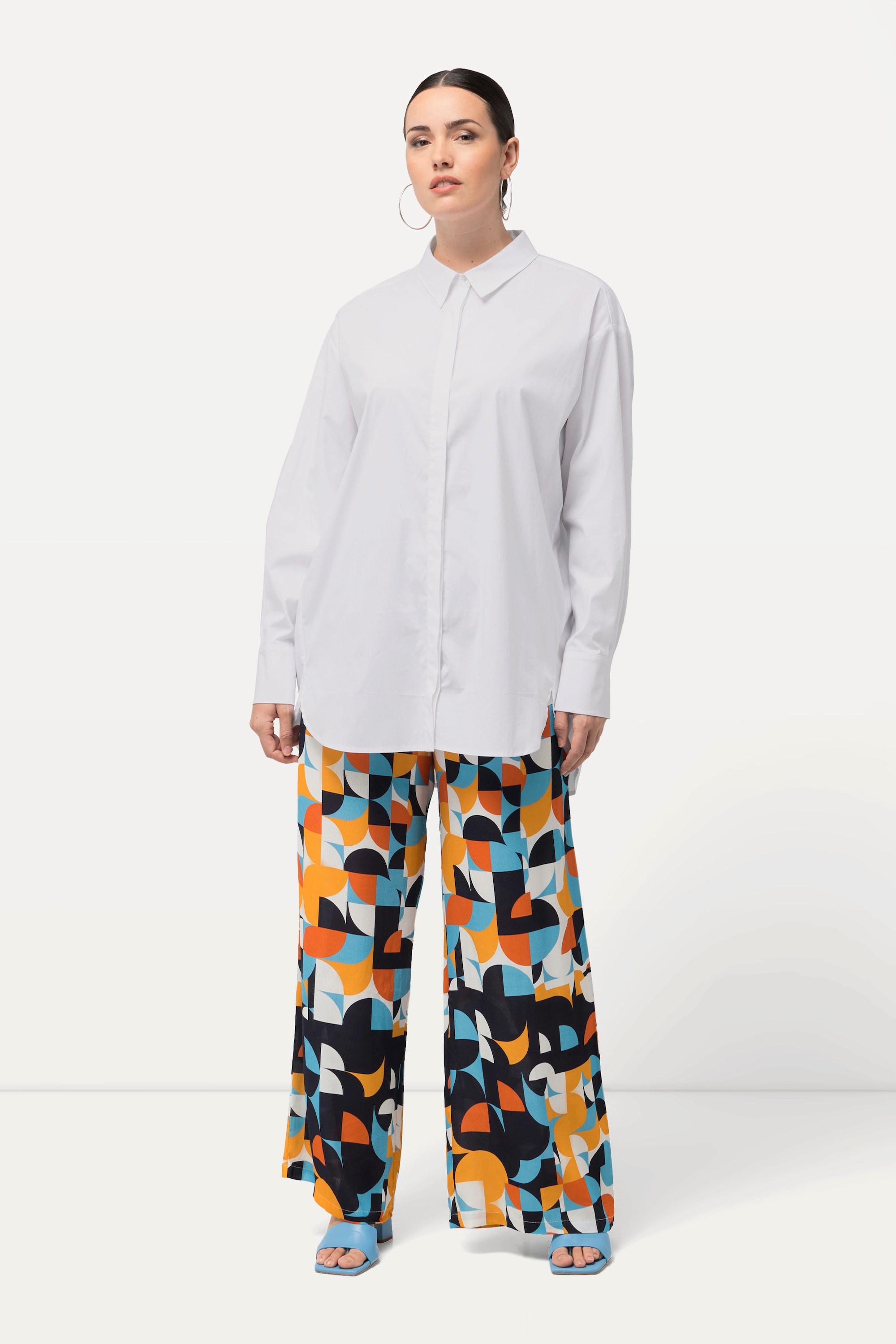 Ulla Popken  Chemisier oversize à manches longues et boutons en nacre 