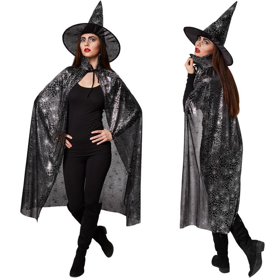 Tectake  Set adultes unisexe chapeau et cape Toile d'araignée 