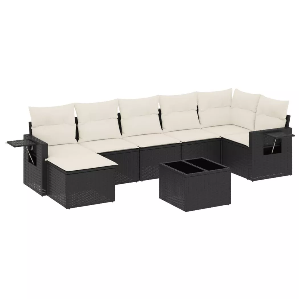 VidaXL - set divano da giardino Polirattan, One Size, Nero