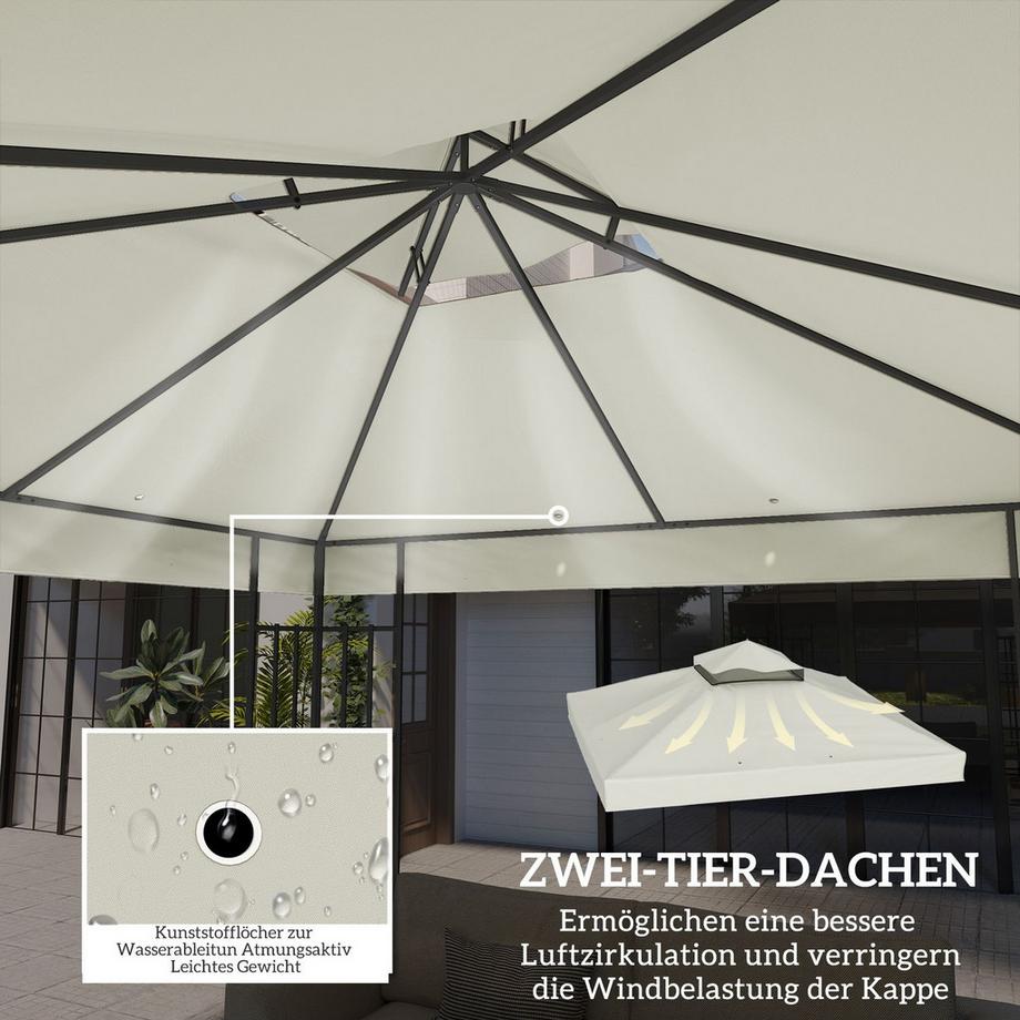 Northio Outsuuny Tetto di Ricambio per Gazebo 3x3m Tetto per Gazebo Impermeabile Doppio Tetto Copertura di Ricambio per Gazebo da Giardino Parti di Ricambio in Tessuto Oxford 370 g/m² Grigio Chiaro  