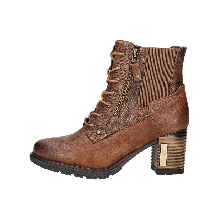 Mustang Bottine à Lacets avec Fermeture Éclair Latérale et Talon Bloc  