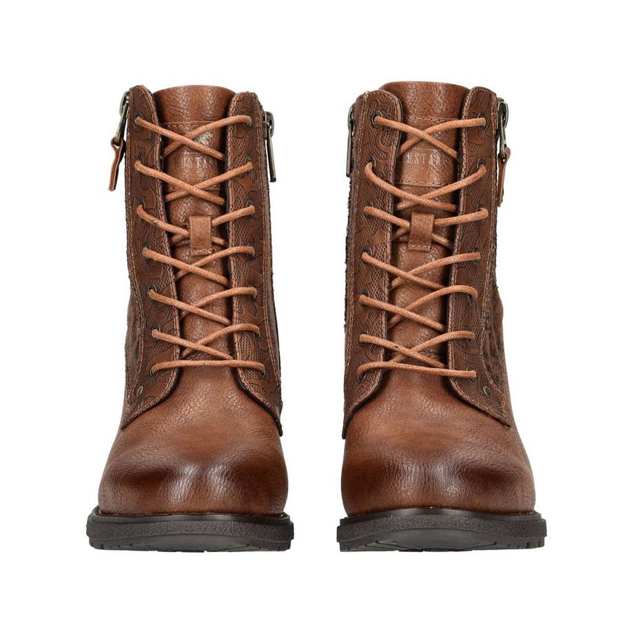 Mustang Bottine à Lacets avec Fermeture Éclair Latérale et Talon Bloc  