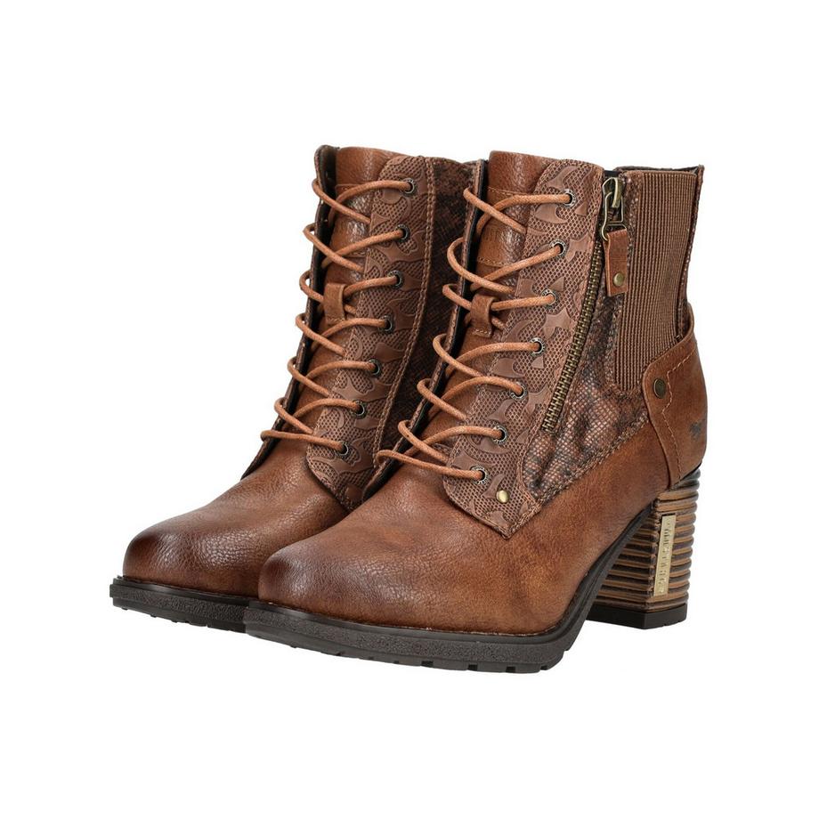 Mustang Bottine à Lacets avec Fermeture Éclair Latérale et Talon Bloc  