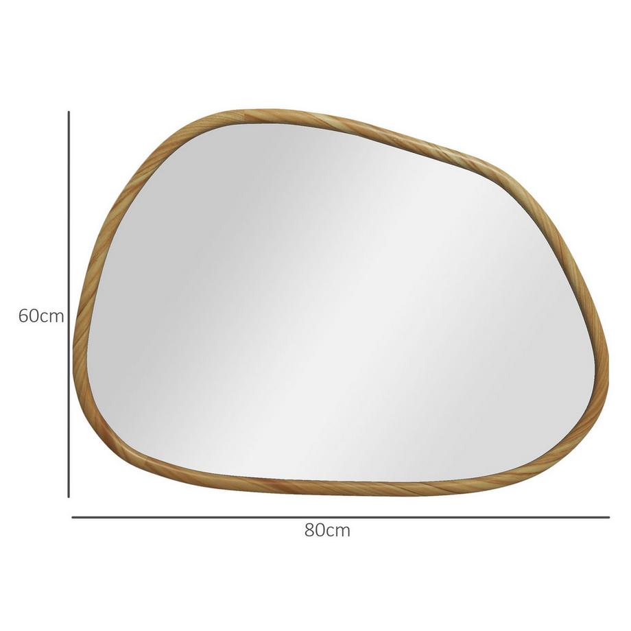 Northio Wandspiegel Asymmetrisch 80X60Cm Badspiegel Holzrahmen Antioxidiert Deko Bad Wohnzimmer Flur Schlafzimmer Natur  