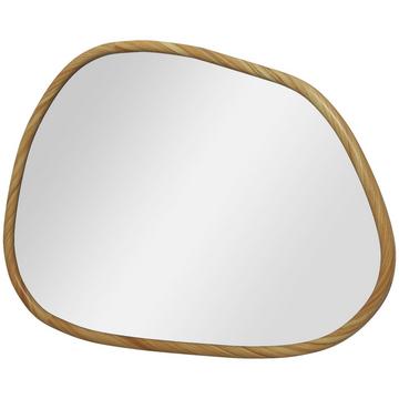 Wandspiegel Asymmetrisch 80X60Cm Badspiegel Holzrahmen Antioxidiert Deko Bad Wohnzimmer Flur Schlafzimmer Natur