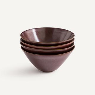 AM.PM Set aus 4 tiefen Tellern aus glasiertem Steinzeug  