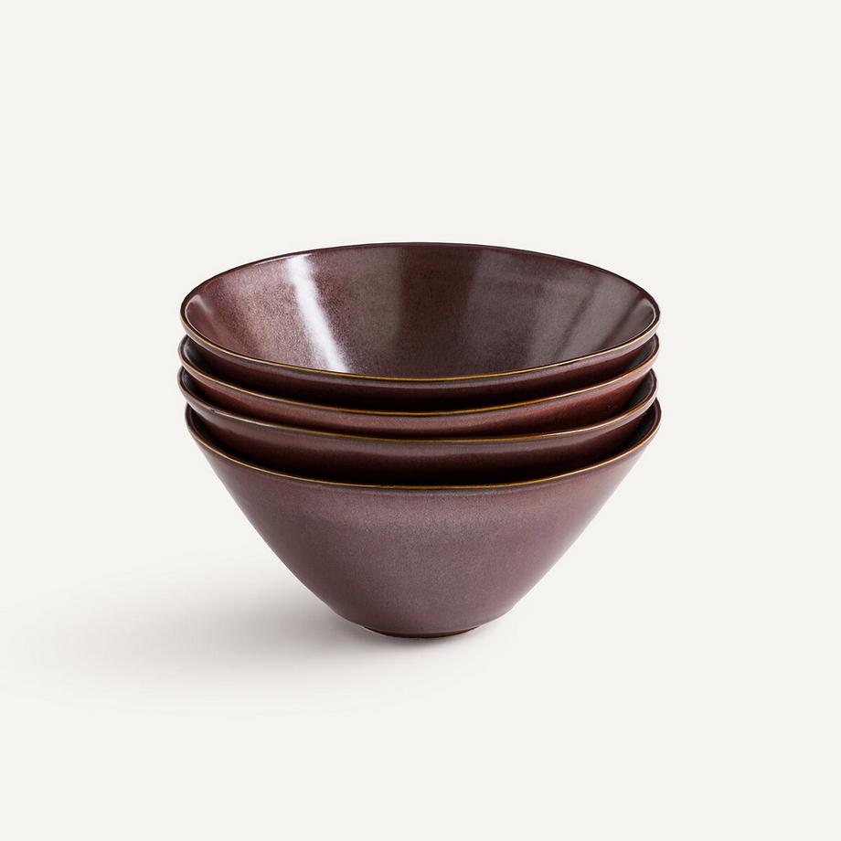 AM.PM Set aus 4 tiefen Tellern aus glasiertem Steinzeug  