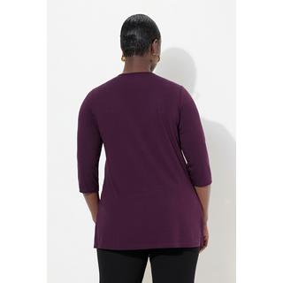 Ulla Popken  Shirt, tiefer Rundhalsausschnitt, 3/4 Arm 