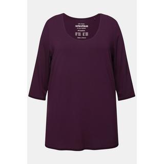 Ulla Popken  Shirt, tiefer Rundhalsausschnitt, 3/4 Arm 