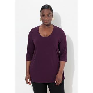 Ulla Popken  Shirt, tiefer Rundhalsausschnitt, 3/4 Arm 