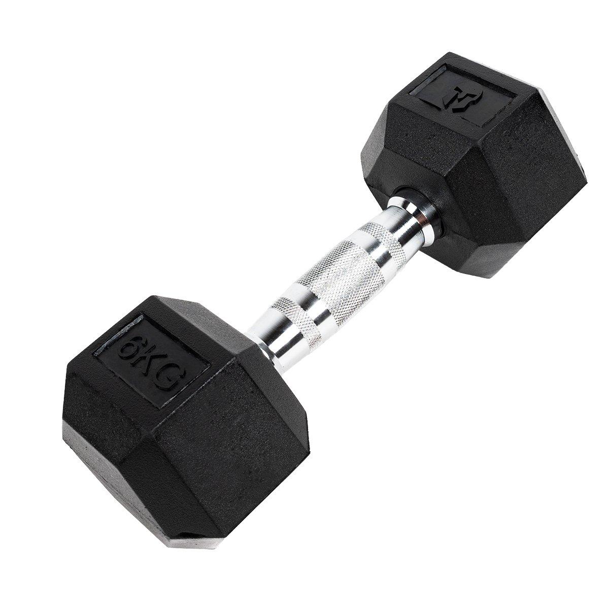 GladiatorFit  Haltère hexagonal "Hex Dumbbell" en caoutchouc 