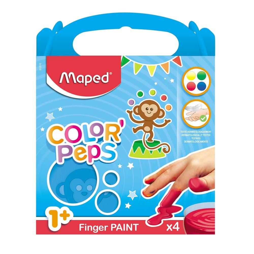 MAPED  Maped M812510 Abwaschbare Fingerfarbe Blau, Grün, Rot, Gelb 