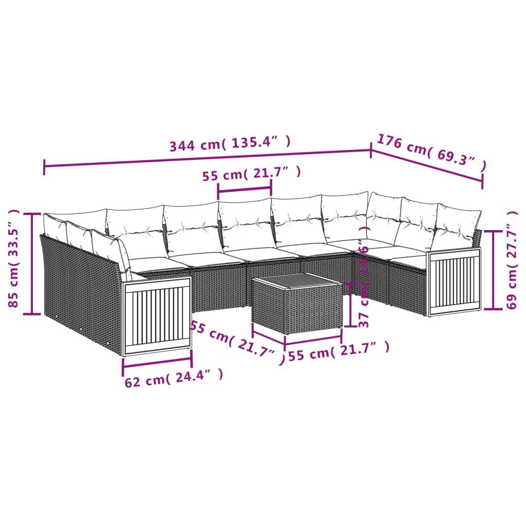 VidaXL set divano da giardino Polirattan  