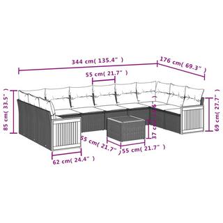 VidaXL set divano da giardino Polirattan  