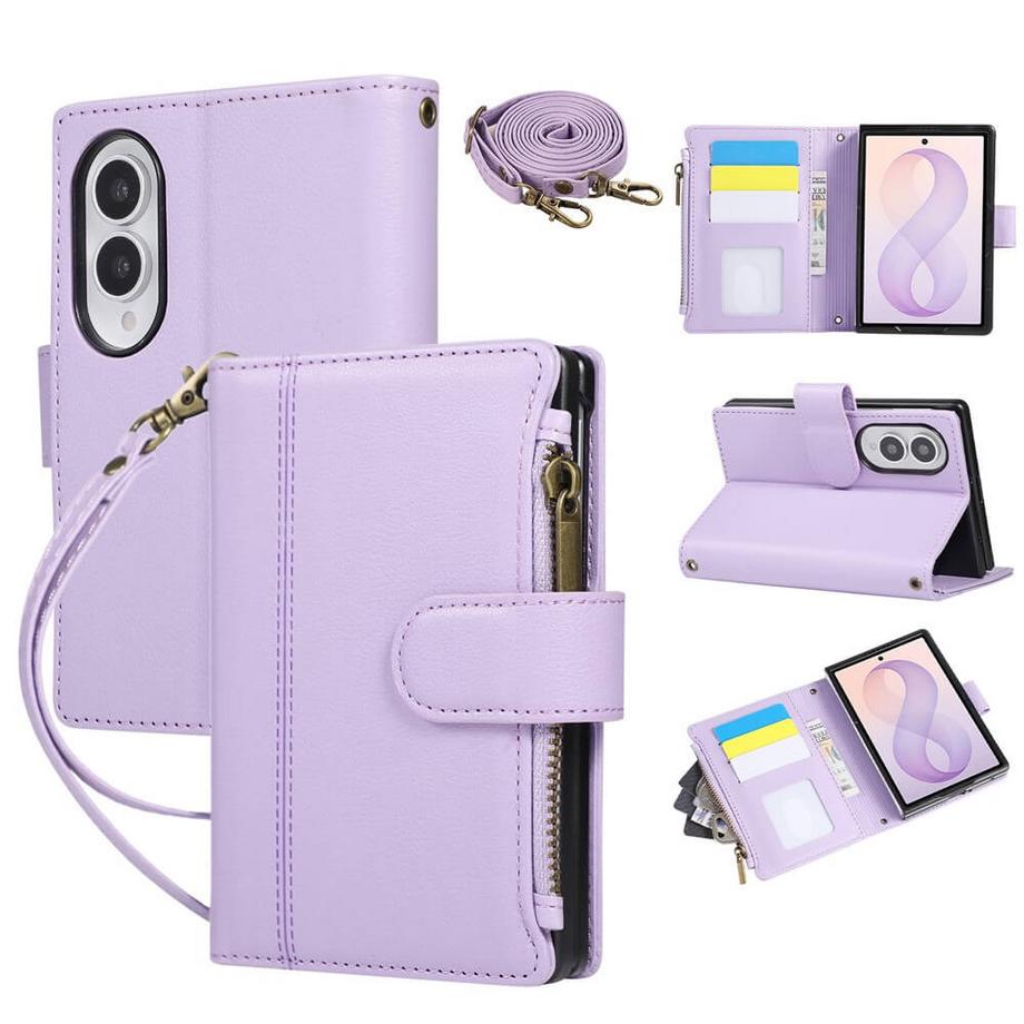 Galaxy Z Fold8 – Étui portefeuille avec bandoulière & dragonne